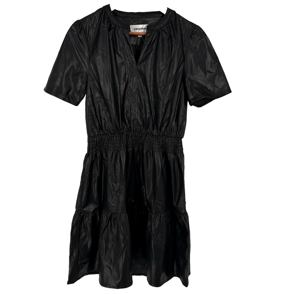 Vigoss Womens Faux Leather Dress Large Black Whimsigoth Indie Sleaze Cyberpunk